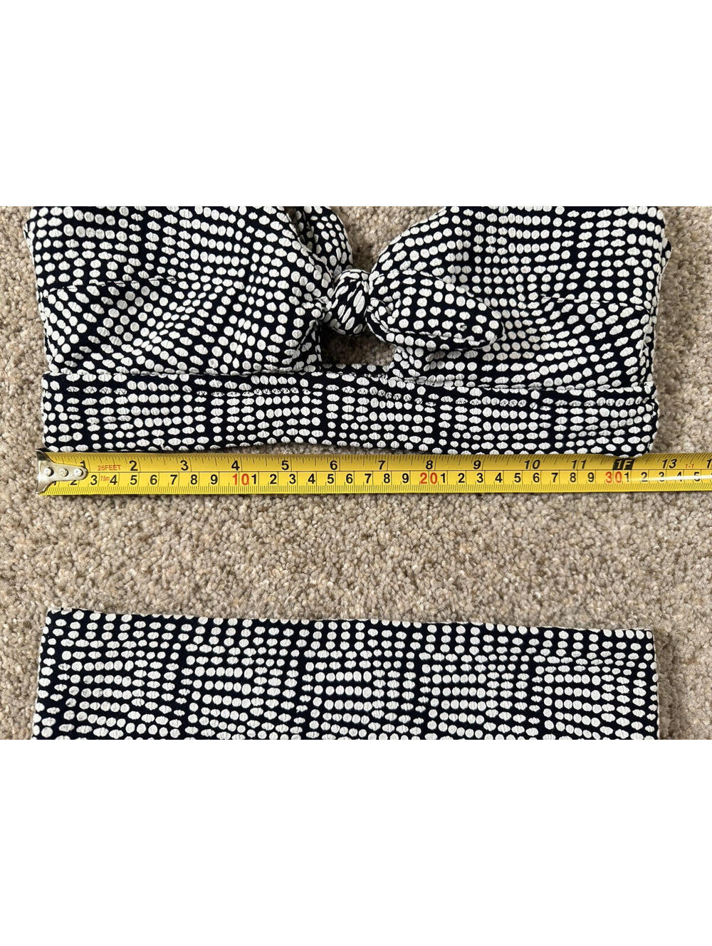 Aerie Jacquard Black White Polka Dot Bikini Set Tie Scoop Top High Cut Size M - Picture 11 of 11